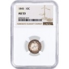 1845 10C Seated Liberty Dime Silver NGC AU53 About Uncirculated Toned Coin