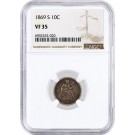 1869 S 10C Seated Liberty Dime Silver NGC VF35 Very Fine Key Date Coin