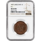1857 1C Braided Hair Large Cent Newcomb N-1 NGC MS64 BN Brown Uncirculated Coin