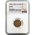 1858 1C Flying Eagle Cent Large Letters NGC XF45 Extremely Fine Coin