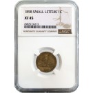 1858 1C Flying Eagle Cent Small Letters NGC XF45 Extremely Fine Coin