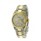 1972 Rolex Oyster Perpetual Date 1500 34mm 18k Gold Steel Gray Automatic Watch