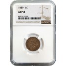 1859 1C Copper Nickel Indian Head Cent NGC AU53 About Uncirculated Coin