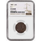 1807 1/2C Draped Bust Half Cent Cohen C-1 NGC VF20 BN Brown Very Fine Coin