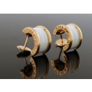 Pair Of Bulgari Bvlgari B Zero 18k Rose Gold White Ceramic Huggie Hoop Earrings