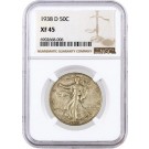 1938 D 50C Walking Liberty Silver Half Dollar NGC XF45 Extremely Fine Coin