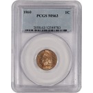 1860 1C Copper Nickel Indian Head Cent Rounded Bust PCGS MS63 Uncirculated Coin