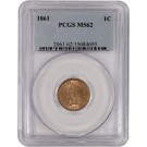 1861 1C Copper Nickel Indian Head Cent PCGS MS62 Uncirculated Coin