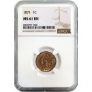 1871 1C Indian Head Cent Bronze NGC MS61 BN Uncirculated Coin