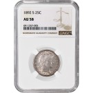 1892 S 25C Barber Quarter Silver NGC AU58 About Uncirculated Key Date Coin