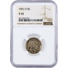 1921 S 5C Buffalo Nickel NGC F15 Circulated Key Date Coin