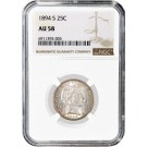 1894 S 25C Barber Quarter Silver NGC AU58 About Uncirculated Key Date Coin