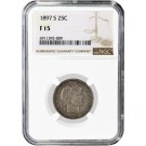 1897 S 25C Barber Quarter Silver NGC F15 Fine Circulated Key Date Coin