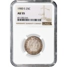 1900 S 25C Barber Quarter Silver NGC AU55 About Uncirculated Coin