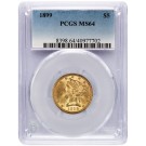 1899 $5 Liberty Head Half Eagle Gold PCGS MS64 Brilliant Uncirculated Coin