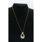 Signed LEVIAN 14k Yellow Gold Chocolate Vanilla Pave Diamond Pendant Necklace 18