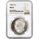 1880 S $1 Morgan Silver Dollar NGC MS67 Superb Gem Uncirculated Toned Coin