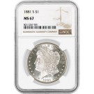 1881 S $1 Morgan Silver Dollar NGC MS67 Superb Gem Uncirculated Coin