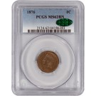 1876 1C Indian Head Cent PCGS MS62 BN CAC Brown Coin