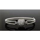 David Yurman Albion 925 Sterling Silver Pave Diamond Double Cable Bracelet 6.25"