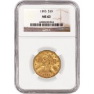 1893 $10 Liberty Head Eagle Gold NGC MS62 Uncirculated Coin