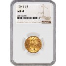 1903 S $5 Liberty Head Half Eagle Gold NGC MS62 Uncirculated Coin