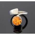 Vintage 1954 Isaac Cohen Sweden Modernist Sterling Silver Citrine Ring Size 7.25