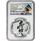 2019 P $1 AUD Proof Australia Dragon & Tiger 1 oz Silver NGC PF70 Ultra Cameo FR