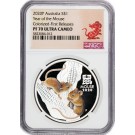 2020 P $1 AUD Australia Year Of The Mouse 1 oz Silver Colorized NGC PF70