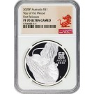 2020 P $1 AUD Australia Lunar Series III Year Of The Mouse 1 oz Silver NGC PF70 UC FR