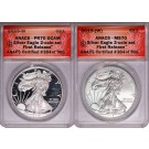 2015 W $1 Proof Silver American Eagle Set Of 2 ANACS PR70 DCAM MS70