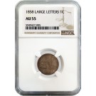 1858 1C Flying Eagle Cent Large Letters NGC AU55 About Uncirculated Coin