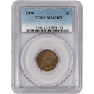 1898 1C Indian Head Cent PCGS MS63 BN Brown Uncirculated Coin 
