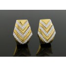 Vintage Signed Andrew Clunn 18K Yellow Gold Platinum Diamond Clip On Earrings