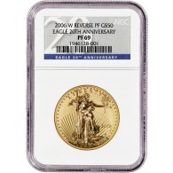 2006 W $50 1 oz Reverse Proof Gold American Eagle 20th Anniversary NGC PF69 Coin