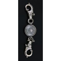 Bowman Originals Antiqued Sterling Silver Sundial Medallion 2 Hook Keychain